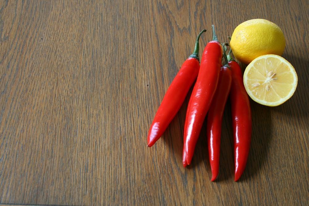 Cayenne peppers and lemon