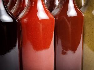 Bottles of hot sauce